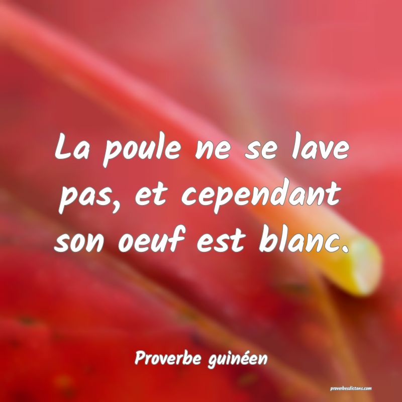 La poule ne se lave pas, et cependant son oeuf est blanc.
