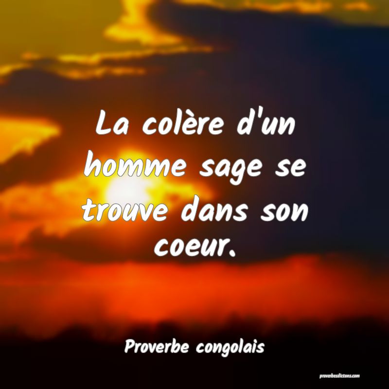 La colère d'un homme sage se trouve dans son coeur.