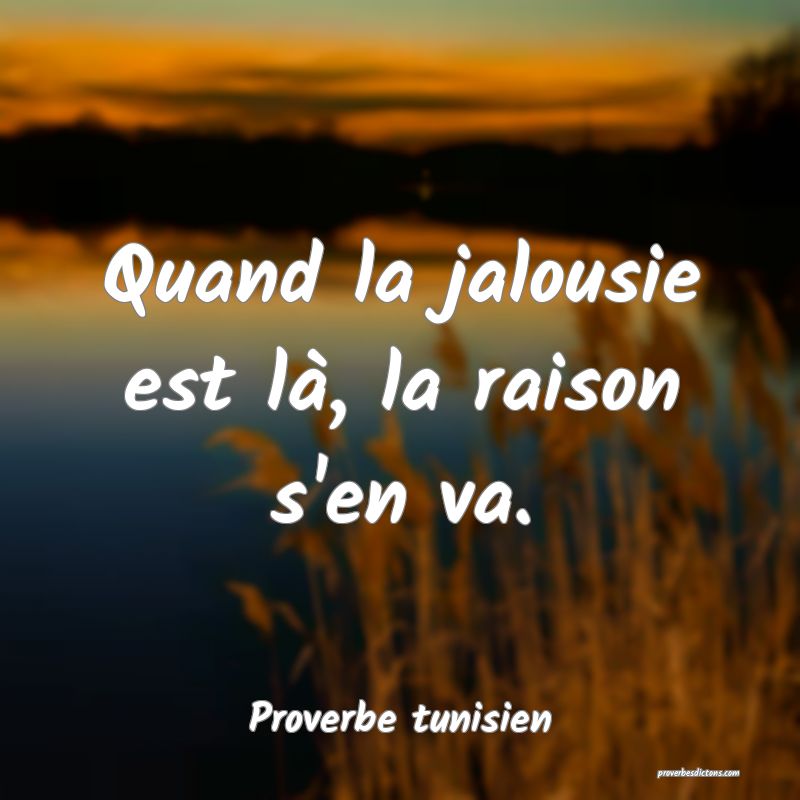 Quand la jalousie est là, la raison s'en va.