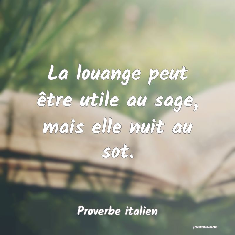 La louange peut être utile au sage, mais elle nuit au sot.