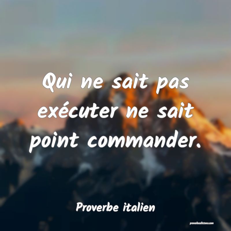 Qui ne sait pas exécuter ne sait point commander.