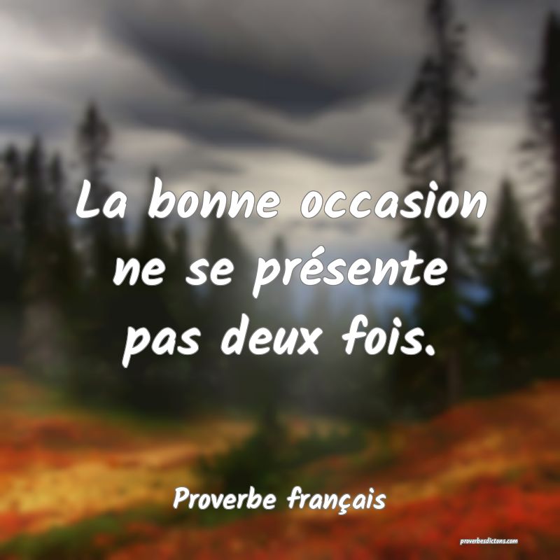 La bonne occasion ne se présente pas deux fois.