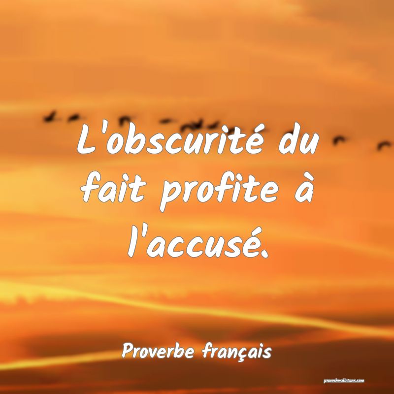 L'obscurité du fait profite à l'accusé.