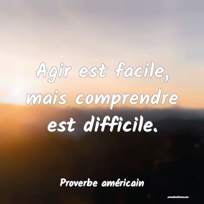 Agir est facile, mais comprendre est difficile.