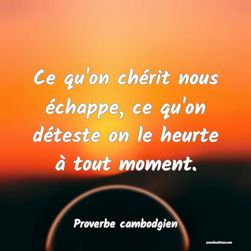 Ce qu'on chérit nous échappe, ce qu'on déteste on le heurte à tout moment.