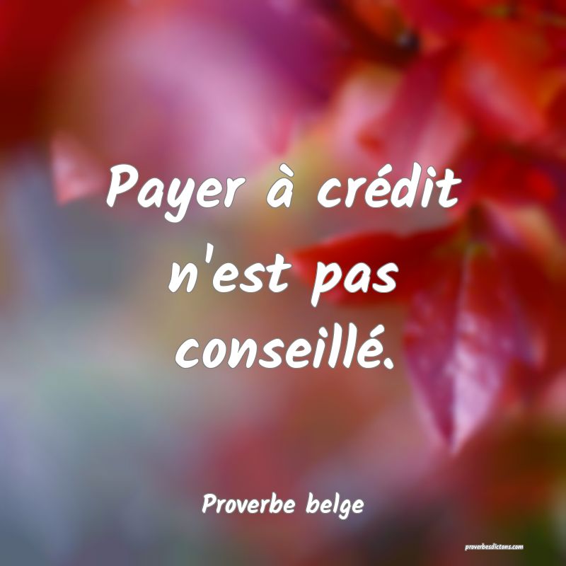 Payer à crédit n'est pas conseillé.