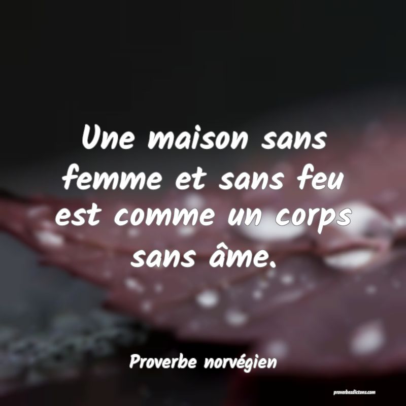 Une maison sans femme et sans feu est comme un corps sans âme.