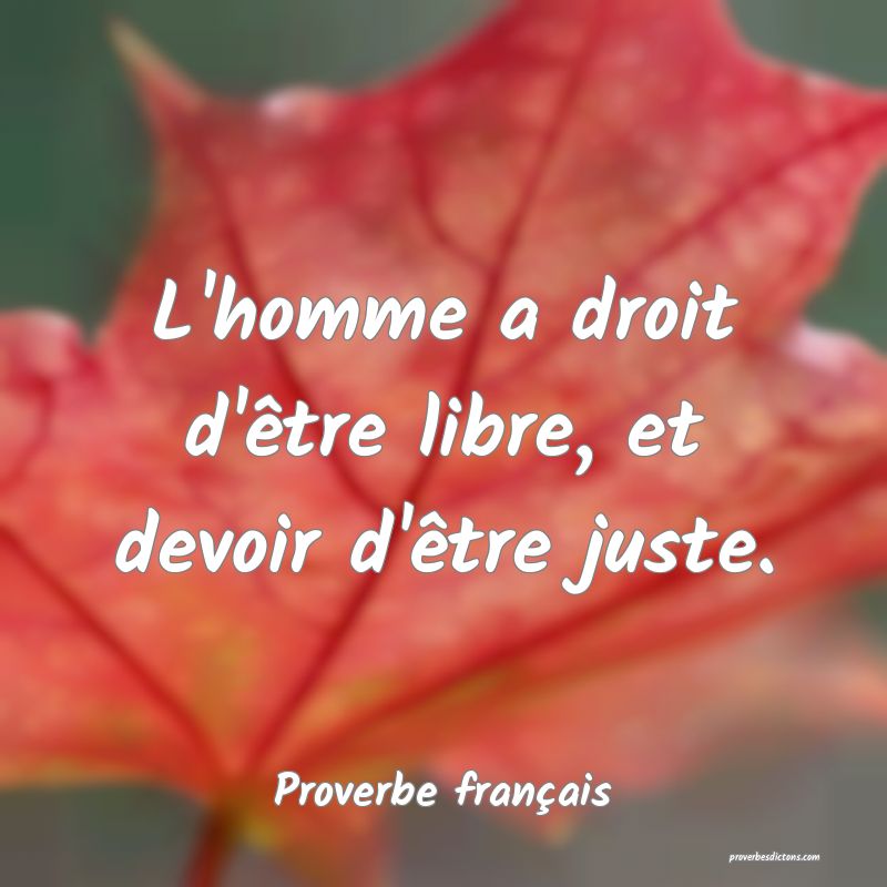 L'homme a droit d'être libre, et devoir d'être juste.