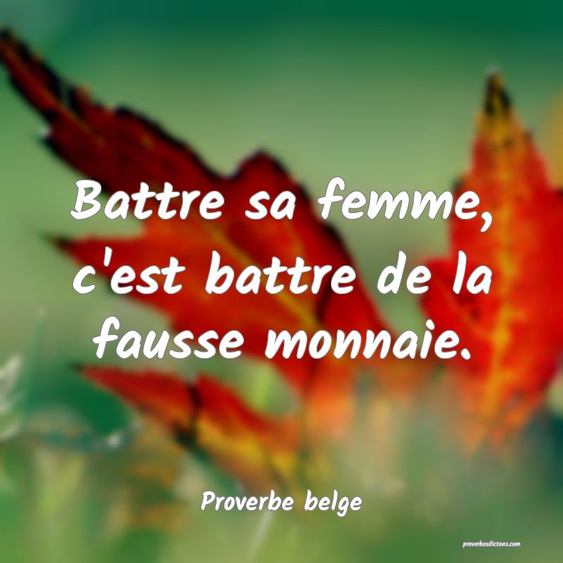 Battre sa femme, c'est battre de la fausse monnaie.