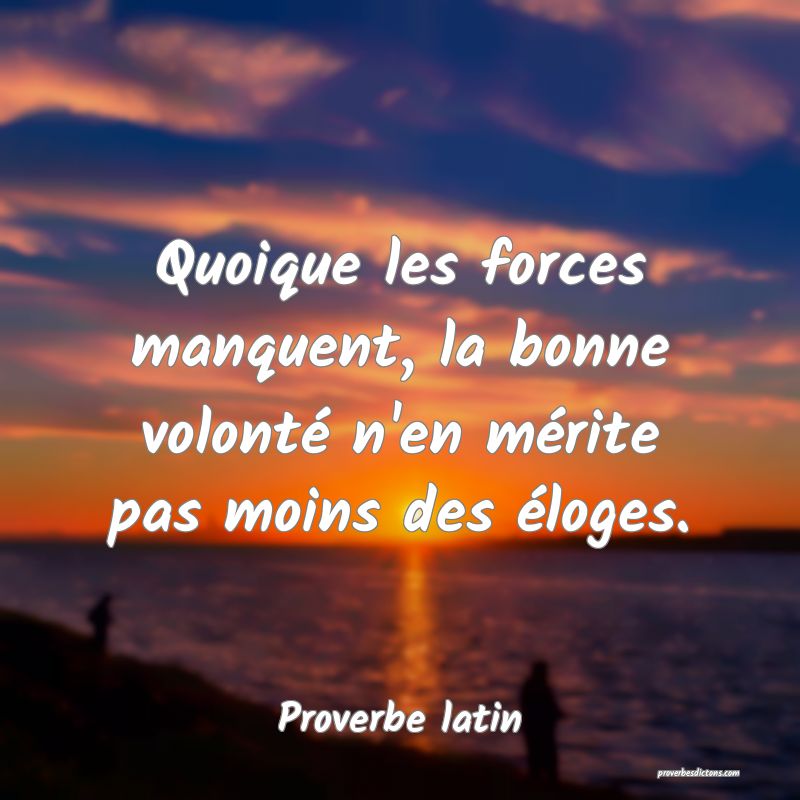 Quoique les forces manquent, la bonne volonté n'en mérite pas moins des éloges.