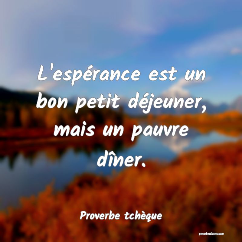 L'espérance est un bon petit déjeuner, mais un pauvre dîner.
