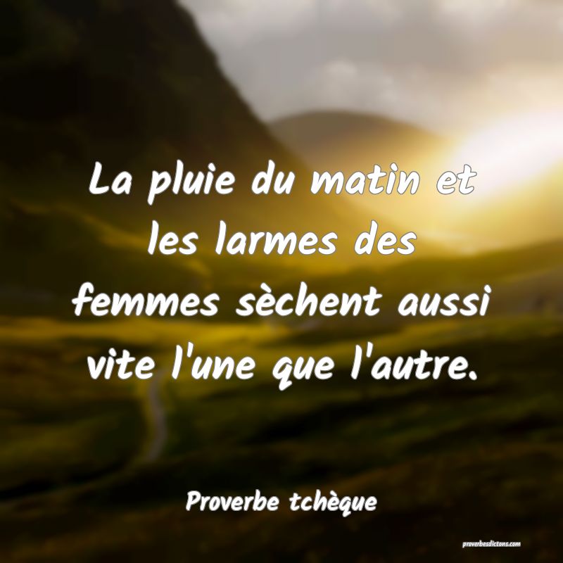 La pluie du matin et les larmes des femmes sèchent aussi vite l'une que l'autre.