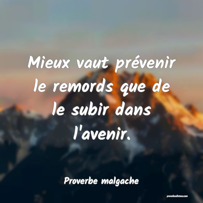 Mieux vaut prévenir le remords que de le subir dans l'avenir.