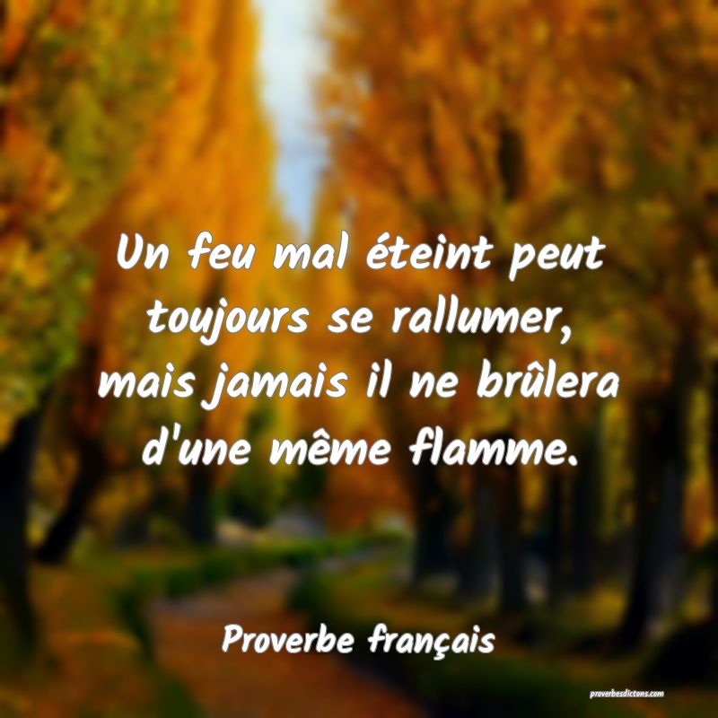 Un feu mal éteint peut toujours se rallumer, mais jamais il ne brûlera d'une même flamme.