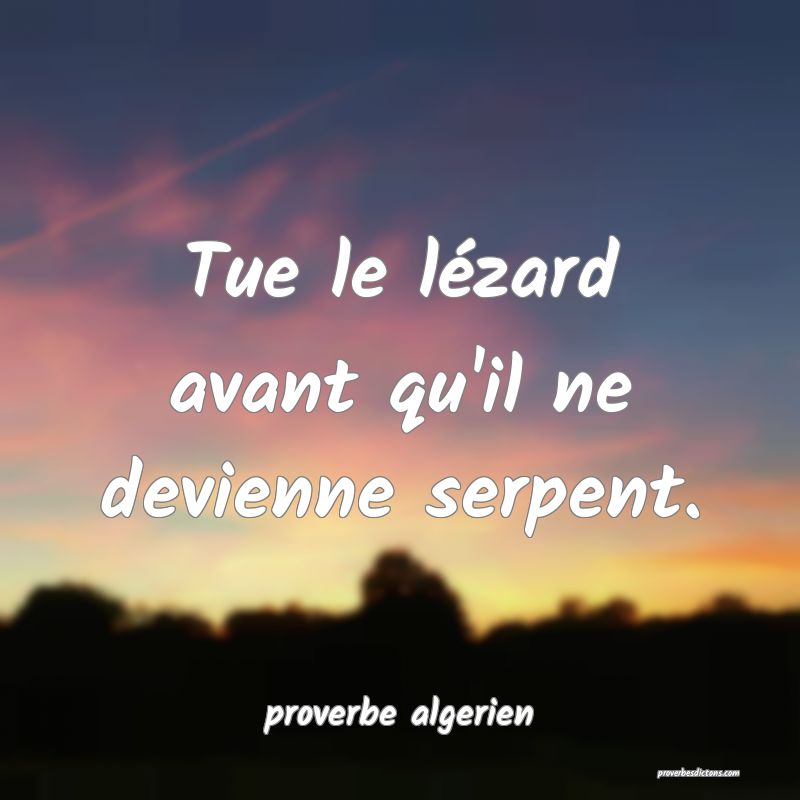  Tue le lézard avant qu'il ne devienne serpent.