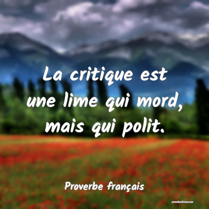 La critique est une lime qui mord, mais qui polit.