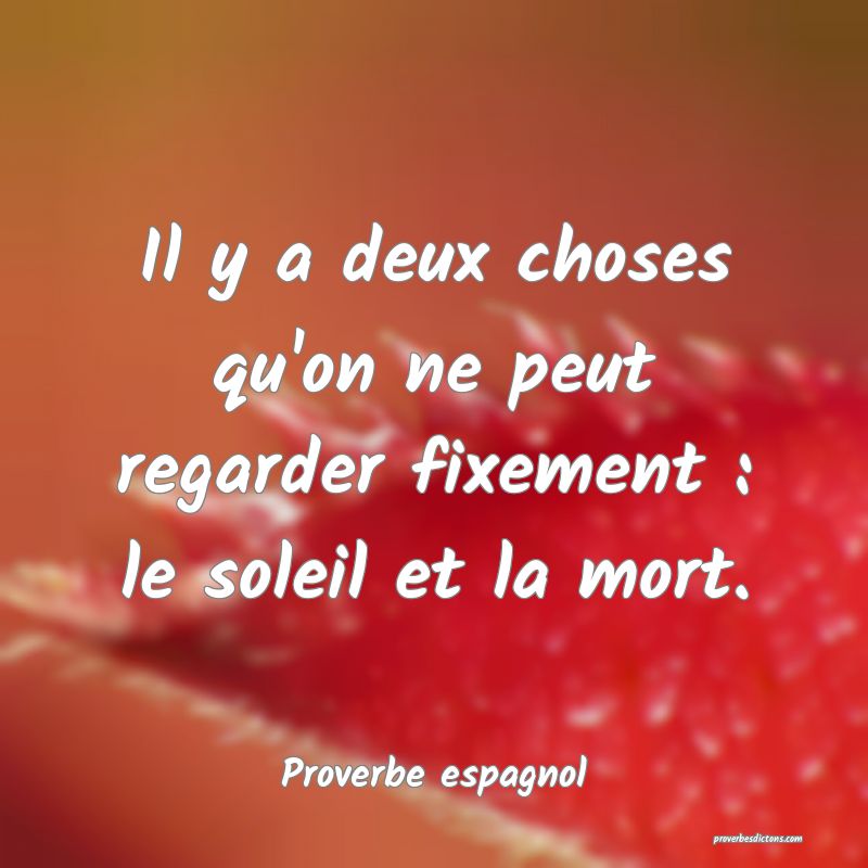 Il y a deux choses qu'on ne peut regarder fixement : le soleil et la mort.