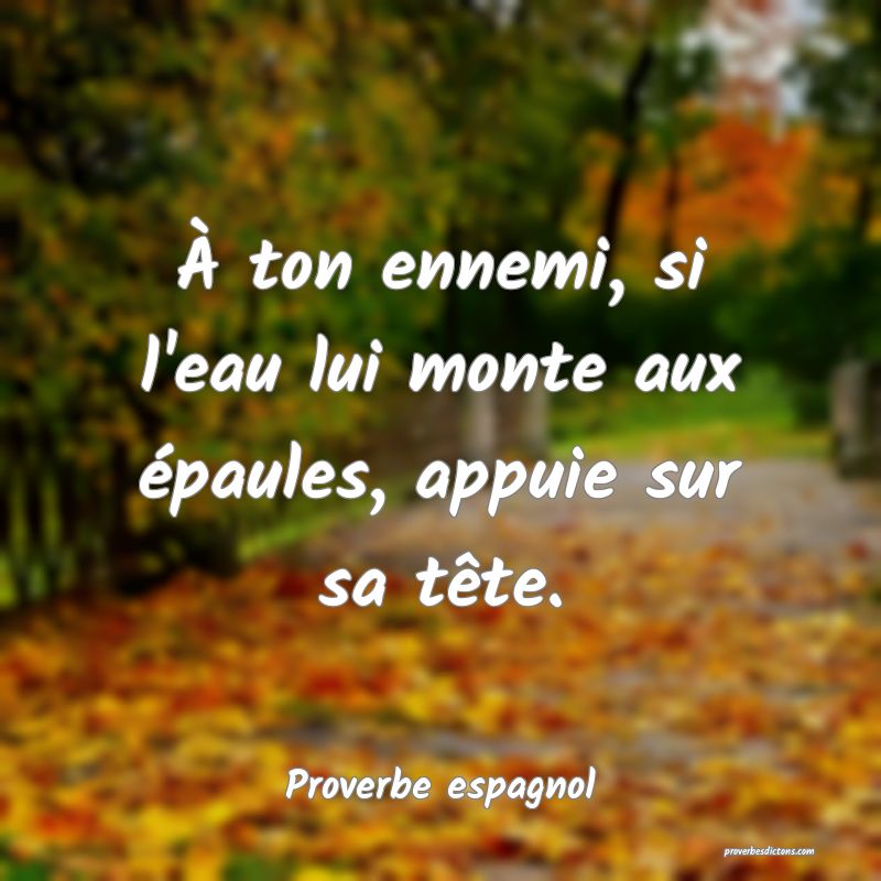À ton ennemi, si l'eau lui monte aux épaules, appuie sur sa tête.