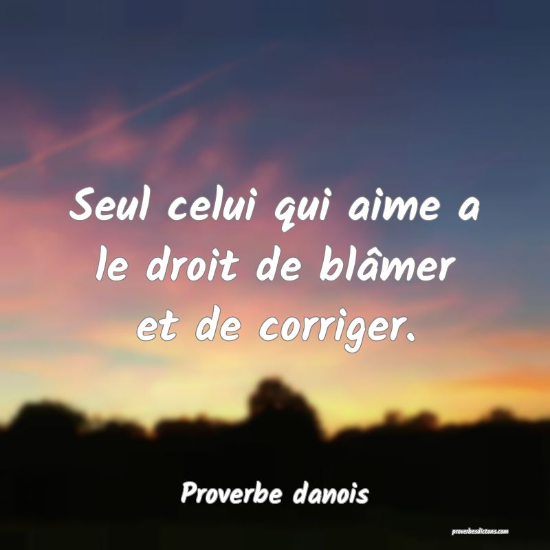 Seul celui qui aime a le droit de blâmer et de corriger.