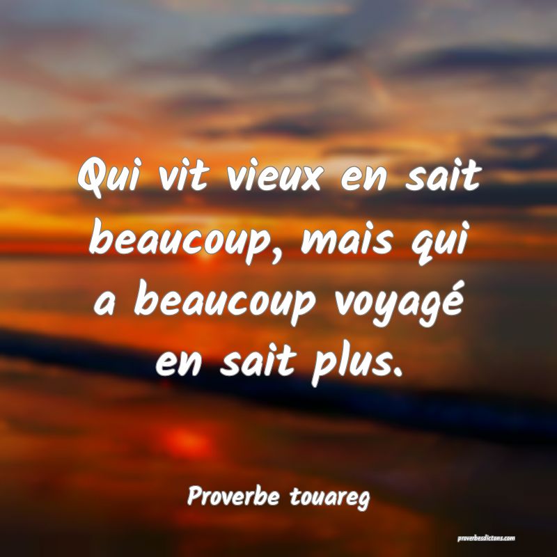 Qui vit vieux en sait beaucoup, mais qui a beaucoup voyagé en sait plus.
