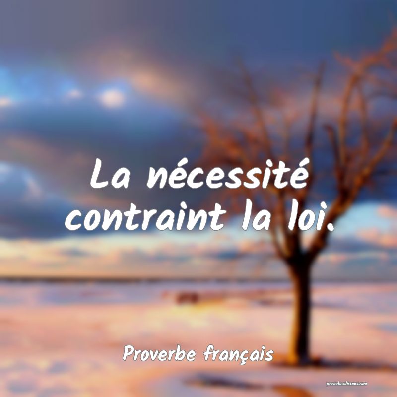 La nécessité contraint la loi.