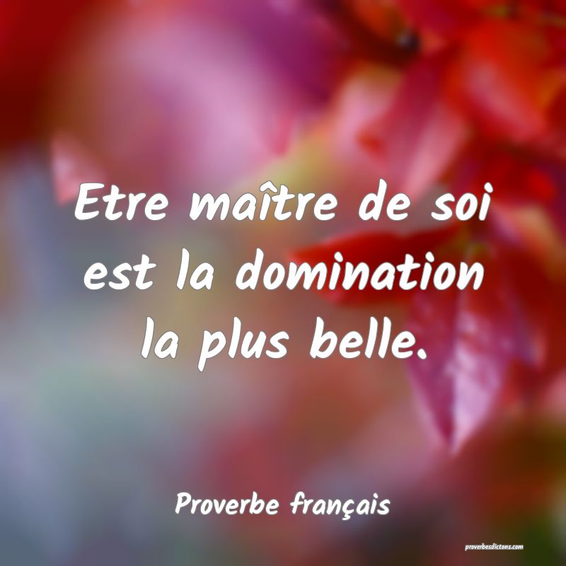 Etre maître de soi est la domination la plus belle.