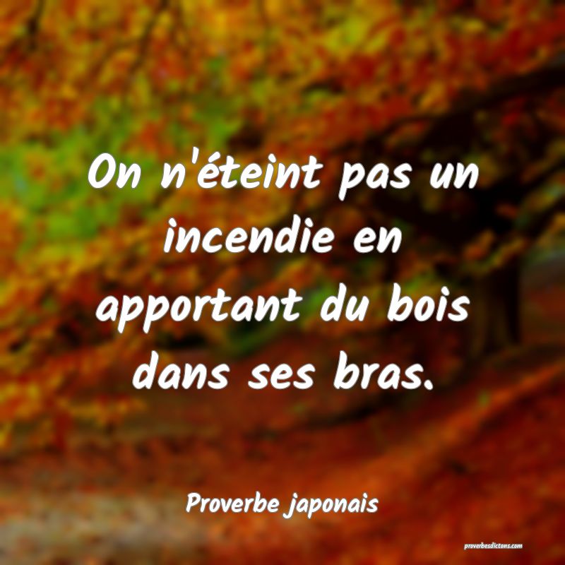 On n'éteint pas un incendie en apportant du bois dans ses bras.