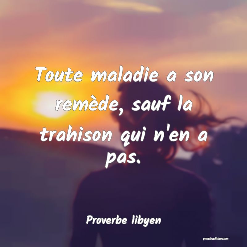 Toute maladie a son remède, sauf la trahison qui n'en a pas.