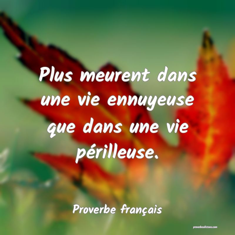 Plus meurent dans une vie ennuyeuse que dans une vie périlleuse.