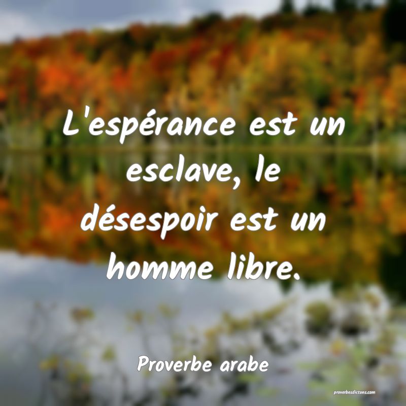 L'espérance est un esclave, le désespoir est un homme libre.