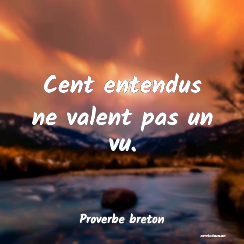 Cent entendus ne valent pas un vu.