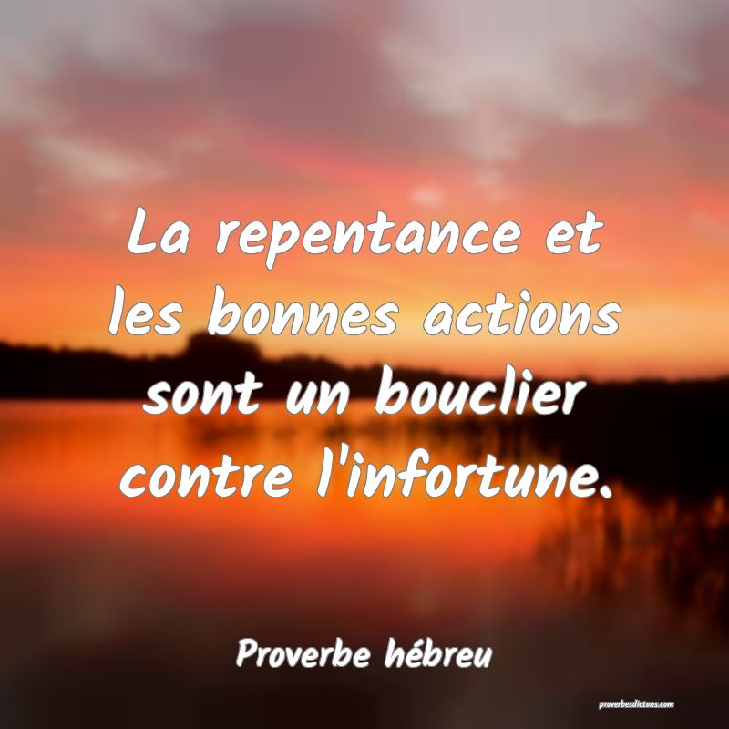 La repentance et les bonnes actions sont un bouclier contre l'infortune.