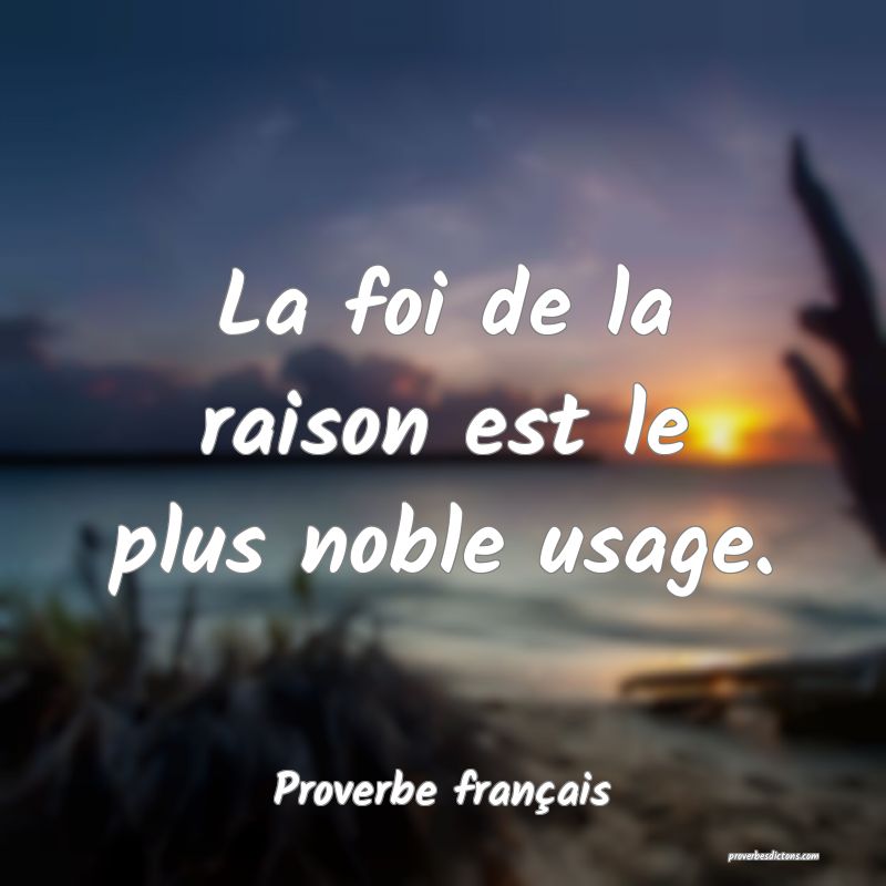 La foi de la raison est le plus noble usage.