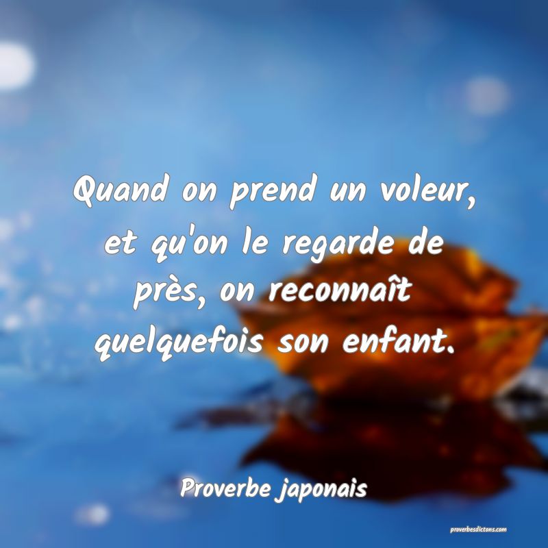 Quand on prend un voleur, et qu'on le regarde de près, on reconnaît quelquefois son enfant.