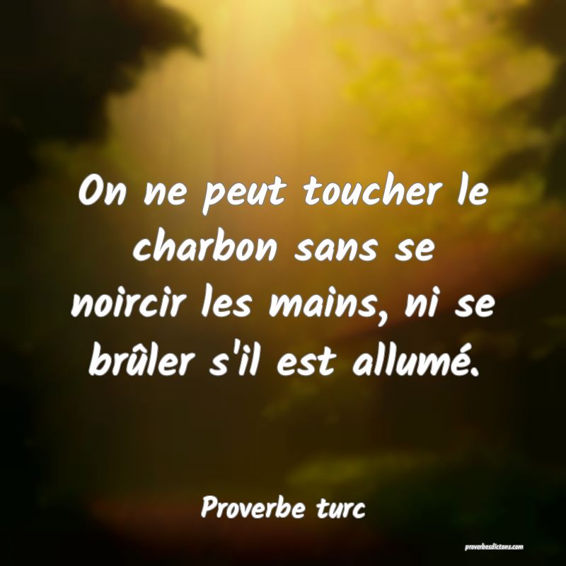 On ne peut toucher le charbon sans se noircir les mains, ni se brûler s'il est allumé.