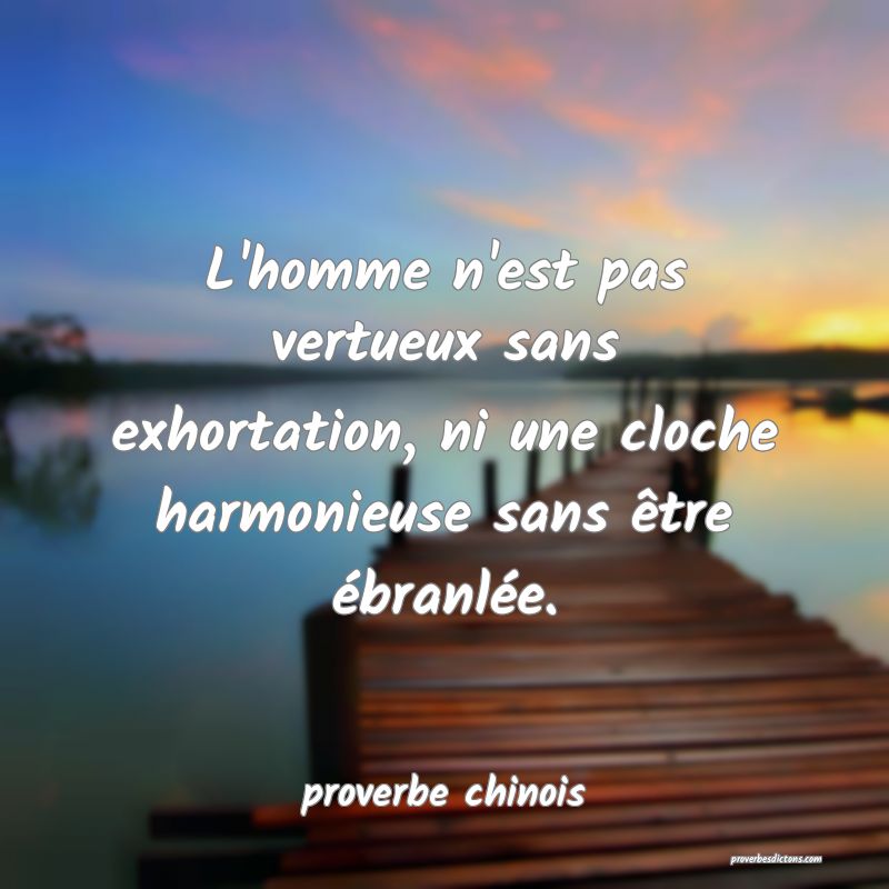  L'homme n'est pas vertueux sans exhortation, ni une cloche harmonieuse sans être ébranlée.