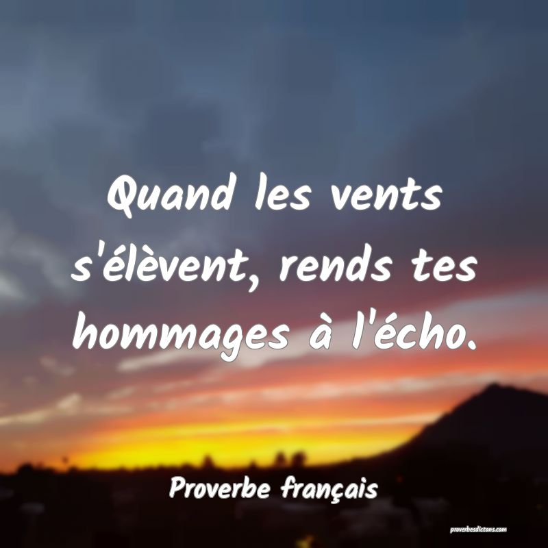Quand les vents s'élèvent, rends tes hommages à l'écho.