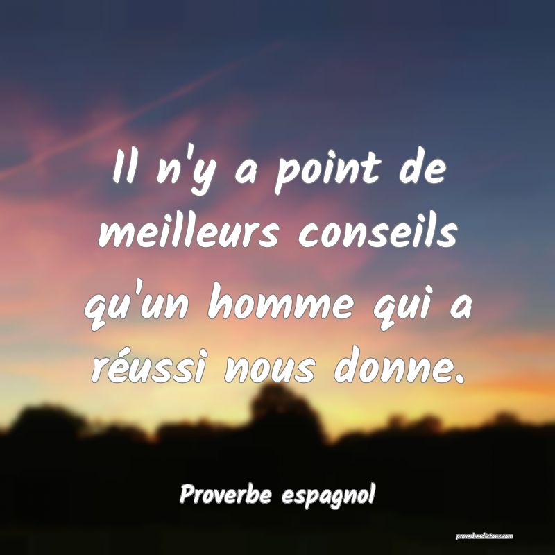 Il n'y a point de meilleurs conseils qu'un homme qui a réussi nous donne.