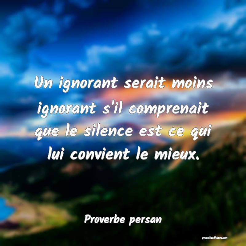 Un ignorant serait moins ignorant s'il comprenait que le silence est ce qui lui convient le mieux.