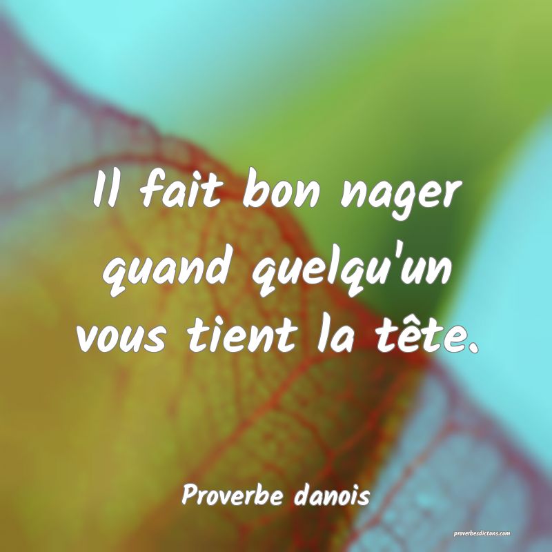 Il fait bon nager quand quelqu'un vous tient la tête.