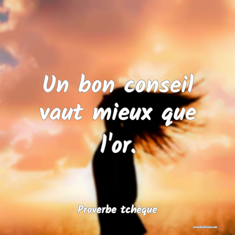 Un bon conseil vaut mieux que l'or.