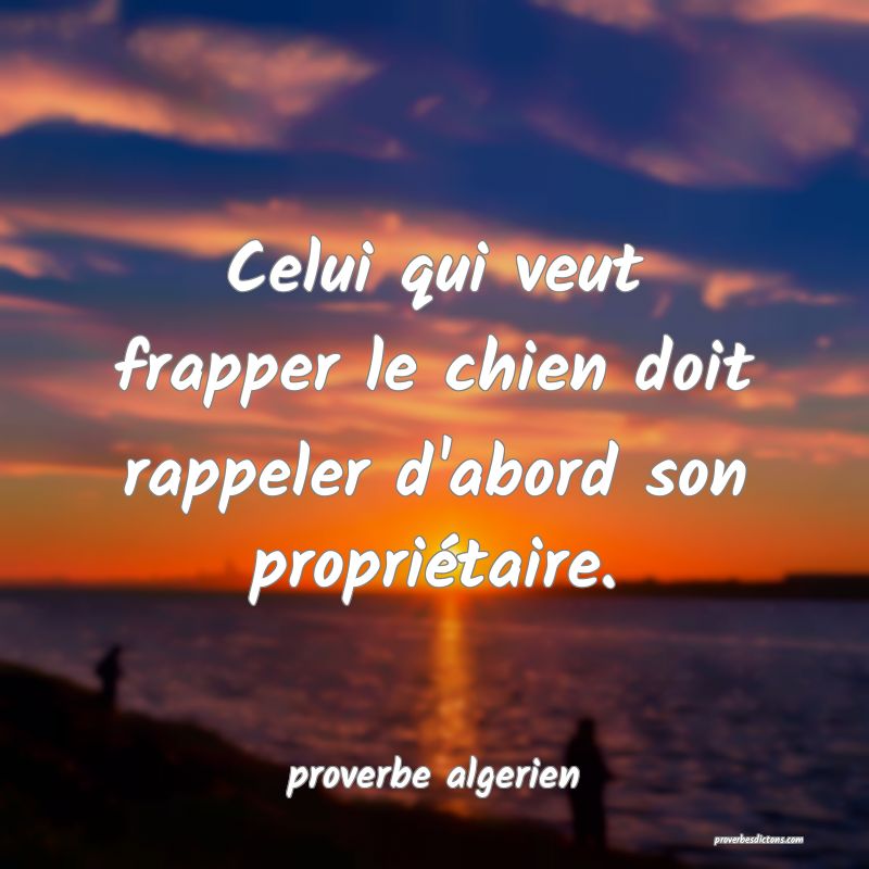  Celui qui veut frapper le chien doit rappeler d'abord son propriétaire.