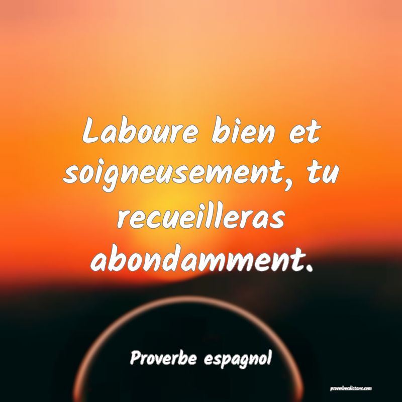 Laboure bien et soigneusement, tu recueilleras abondamment.