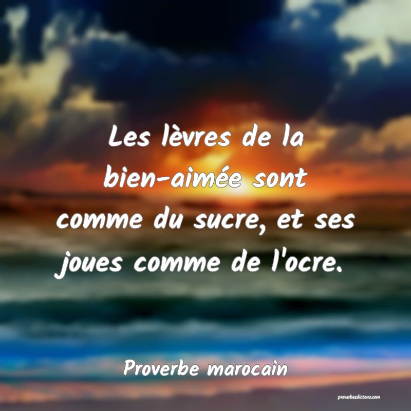 Les lèvres de la bien-aimée sont comme du sucre, et ses joues comme de l'ocre.