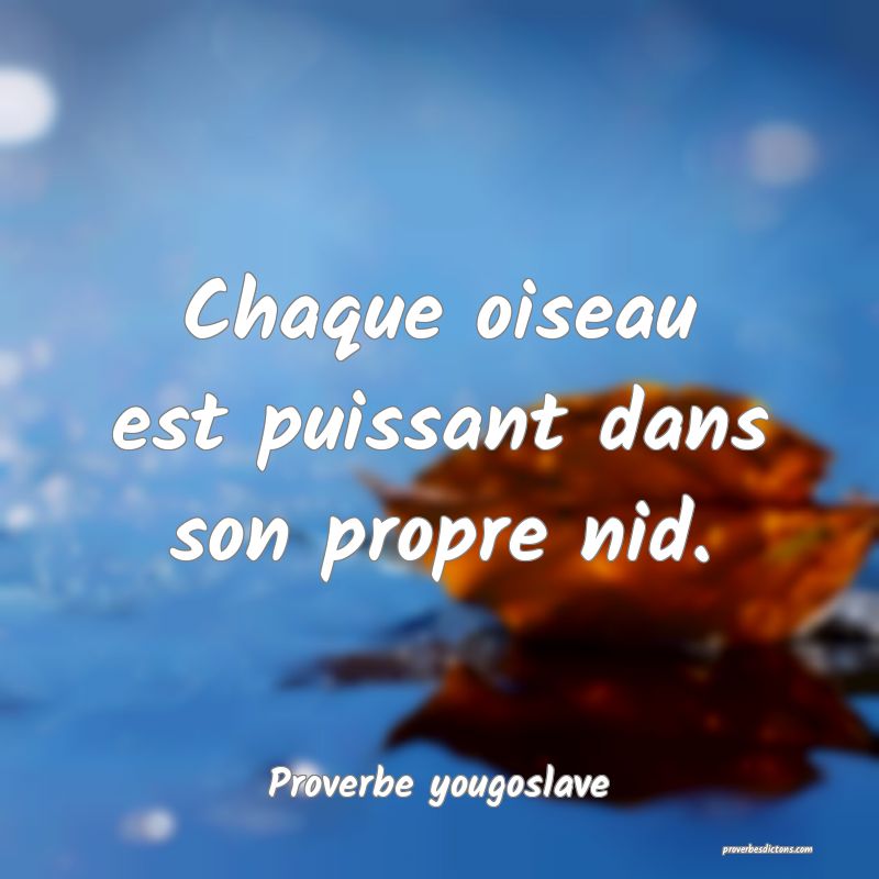 Chaque oiseau est puissant dans son propre nid.
