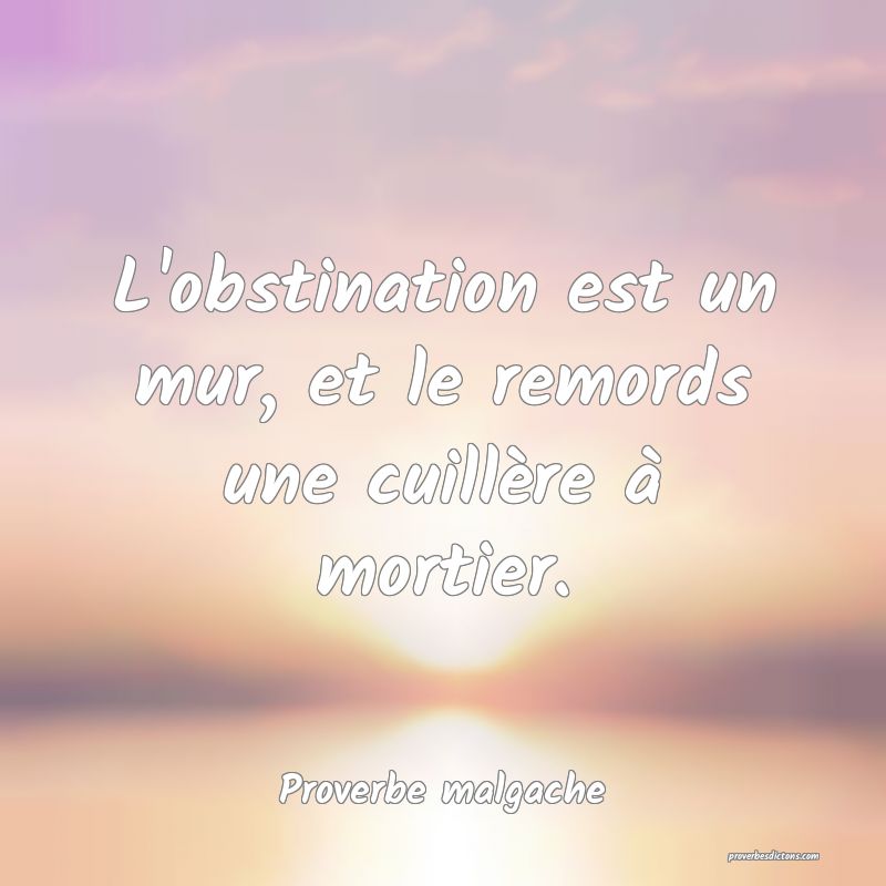 L'obstination est un mur, et le remords une cuillère à mortier.