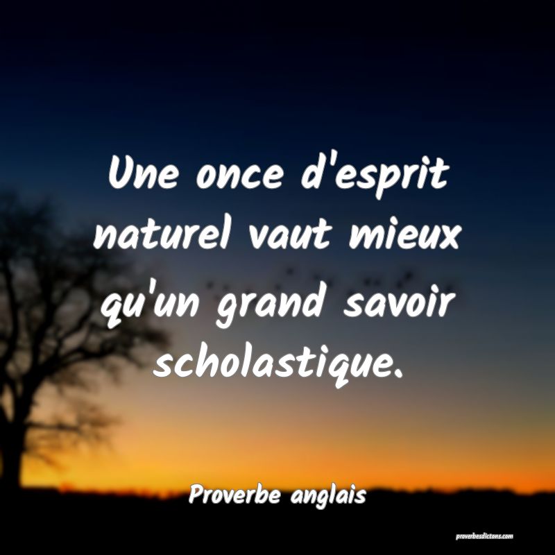 Une once d'esprit naturel vaut mieux qu'un grand savoir scholastique.
