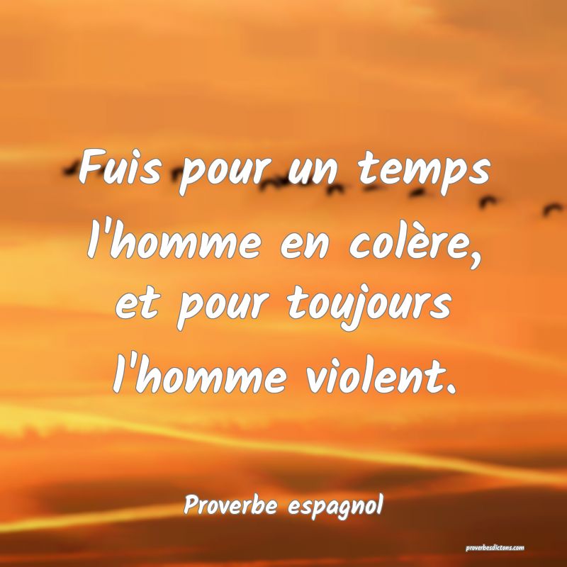 Fuis pour un temps l'homme en colère, et pour toujours l'homme violent.