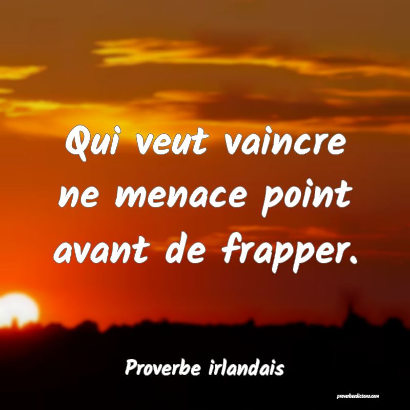 Qui veut vaincre ne menace point avant de frapper.