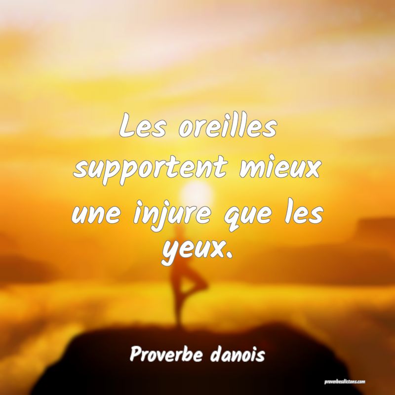 Les oreilles supportent mieux une injure que les yeux.